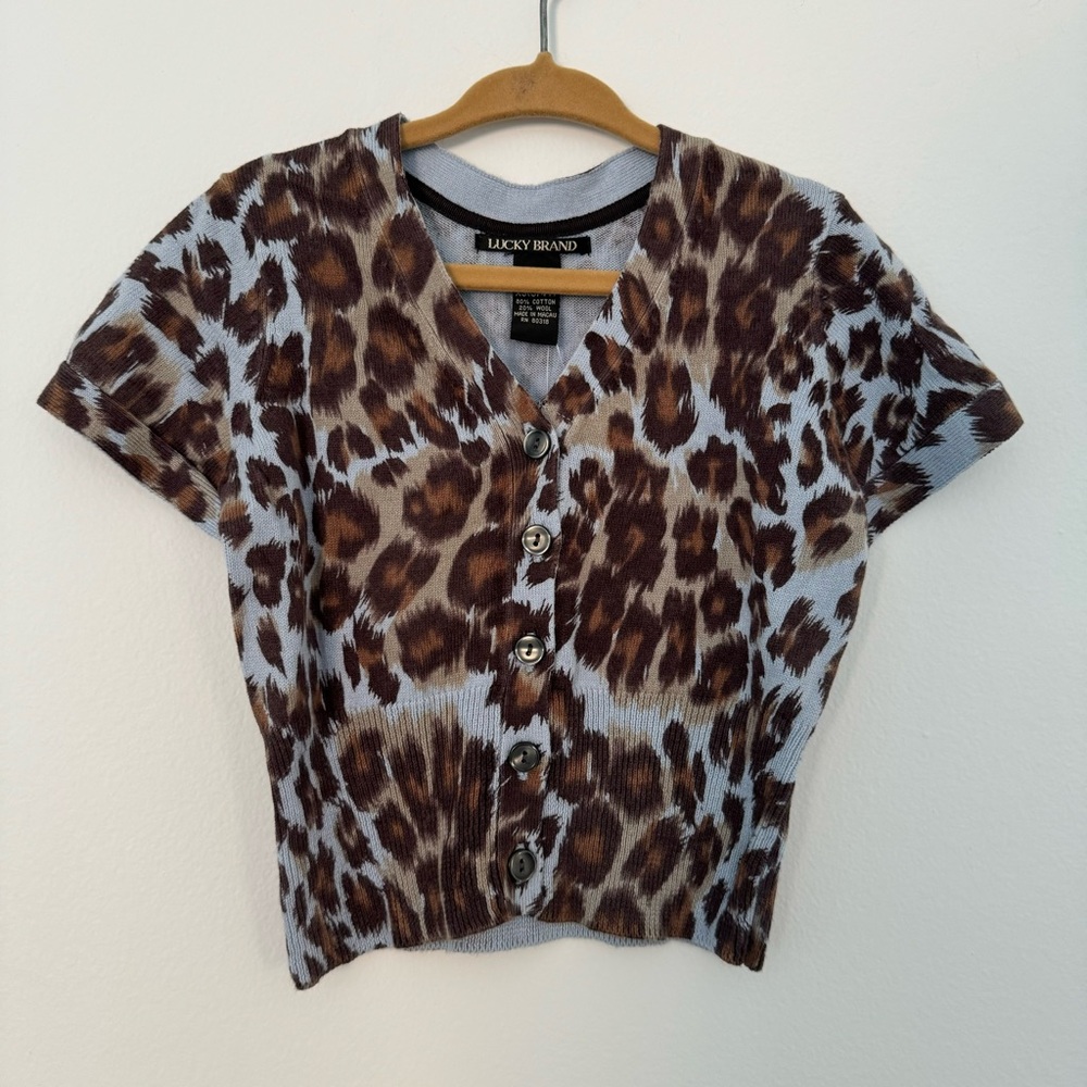 NWT Vintage Lucky Brand Jean Cheetah Print Cardigan